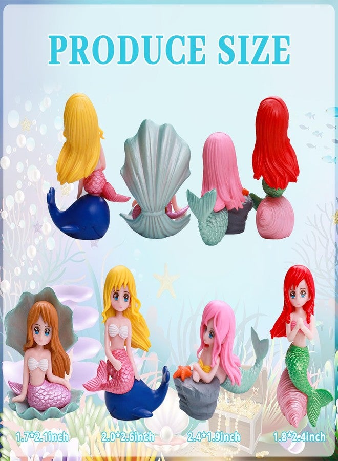 Morofme 4pcs Mermaid Cake Topper, Little Cute Mermaid Doll Figurines, Ocean Birthday Cupcake Topper Mermaids Princess Cake Decorations for Kids Girls Under the Sea Theme Birthday Baby Shower Party - Image 2